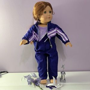 American Girl Doll Purple Gymnastic Outfit Set Warm up Tracksuit RARE